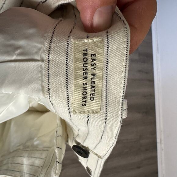 Madewell Pleated Trouser Pinstripe Linen Blend Shorts US Women's 6 - Picture 5 of 8